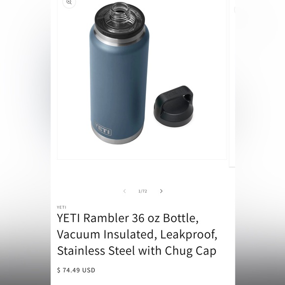 YETI rambler 36oz - NORDIC BLUE with chug cap - Picture 6 of 6